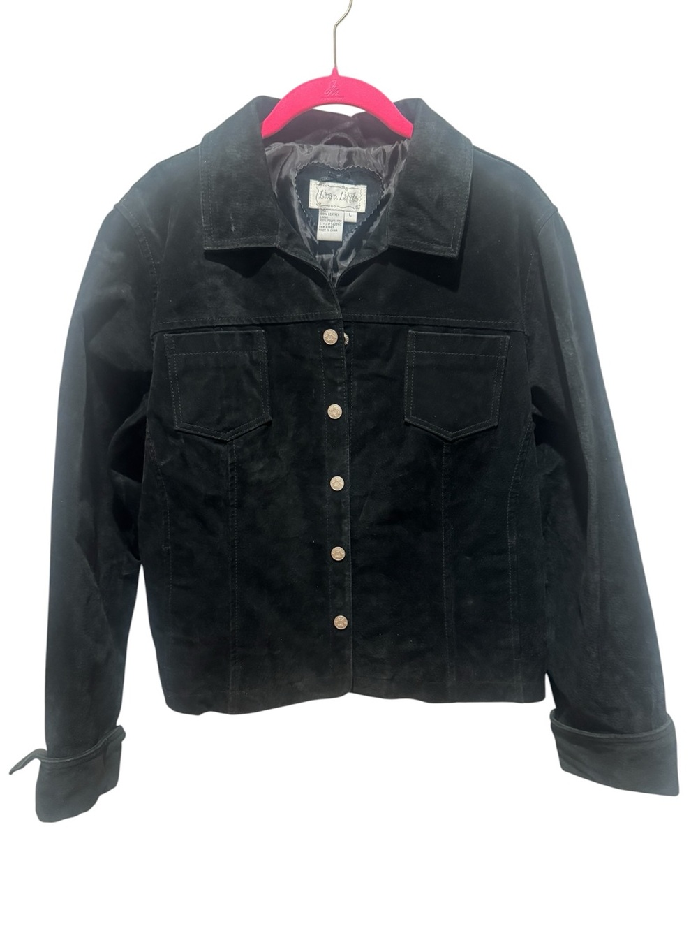 LIVE A LITTLE Black Washable Suede Snap-Front Jacket